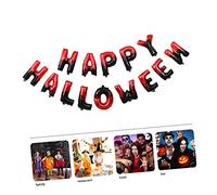 MAGICLULU Bannière de Ballons Happy Halloween Folie avec Ballons Lettres Rouge et Noir Décorations de Fête pour Halloween Accessoires de Party pour Intérieur et Extérieur