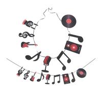 MAGICLULU Bannière Rock And Roll Sets de Pièces Résistantes Décoloration Lot de 2 en Papier Noir pour Décoration de Fête D'anniversaire et Soirées Guitare