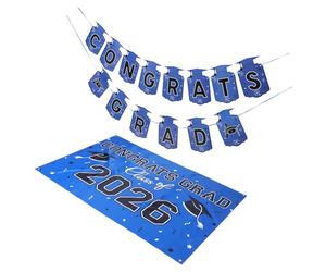MAGICLULU Bannière Suspendue de Remise de Diplôme Bleue 2026 en Papier 15pcs pour Décoration de Fête Fin D'études Accessoires Photo Faciles à Nettoyer
