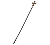 MAGICLULU Bâton de Croix Léger et Résistant Décoloration en Plastique Or pour Prêtre pour Baptême et Costumes Religieux