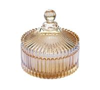 MAGICLULU Boîte à Bonbons en Verre Cristal Jaune Couvercle, Bocal Rond Décoratif pour Rangement de Chocolat et Petits Objets, pour Décoration Maison Élégante