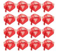 MAGICLULU Boîte à Bonbons Mariage Chinoise Petite Taille en Polyester et Papier, Rouge et Or Pompons Longs, Coffret de Mariage Style Chinois Double Xi, Lot de 20 Pièces pour Faveurs
