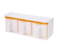 MAGICLULU Boîte à Épices Blanche à 3 Compartiments avec Couvercle et Cuillère, Contenant à Assaisonnement en Abs, Design Pratique et Gain de Place Cuisine Murale