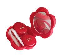 MAGICLULU Boîte à Lentilles Portable en Plastique Miroir, Forme Fleur Rouge, Léger et Compact, Étui pour Lentilles de Contact à Transporter Votre Paquet