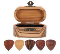 MAGICLULU Boîte en Bois pour Médiators de Guitare et Basse, Accessoire Multifonctionnel pour Protéger et Ranger Vos Plectres de Ukulélé et Basse Couleur