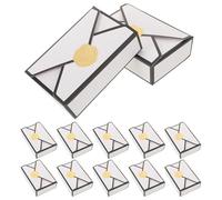 MAGICLULU Boîtes à Dragées Vintage en Papier Robuste 16 Pcs Emballage Présent Style Enveloppe Blanche Bord Noir Sceau de Cire Rose Petites Boîtes à Bonbons pour Mariage et Fêtes