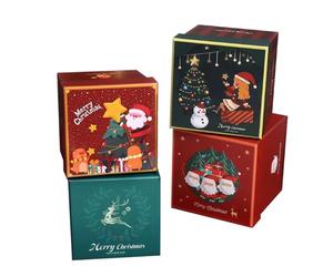 MAGICLULU Boîtes de Noël en Carton 4 Pièces Décorations Sapin Rouge Boîte à Biscuits pour Confiseries Maison