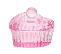 MAGICLULU Bol Dappen Plat Dappen Multifonctionnel en Verre Cristal Rose de Cœur avec Couvercle Design Élégant Japonerie pour Organiser Petits Accessoires pour Manucure et Nail Art
