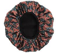 MAGICLULU Bonnet de Imperméable et Absorbant L'eau, Taille Grosse pour Adultes, Tissu Doux, Bonnet de Bain Épais Rouge Motif Noix de Cajou, Soin Cheveux et Bain, Accessoire Pratique