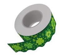 MAGICLULU Bordure Autocollante Saint-patrick 1 Rouleau Papier Vert à Bordure de Trèfle pour Tableau D'affichage, Décorations Scolaires et Panneau de Classe Festive