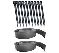 MAGICLULU Bordure de Jardin en Polyéthylène Noir 1 Mètre X 2 Rouleaux avec 10 Piquets de Fixation, Barrière Paysagère L pour Séparation Pelouse et Pierres, Rouleau Bordure Jardinage