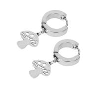 MAGICLULU Boucles D’Oreilles Créatives en Acier Inoxydable Argentées, Design Champignon Unisexe, Taille Moyenne, Boucles D’Oreilles et Accessoires pour Oreilles, pour Usage Quotidien et