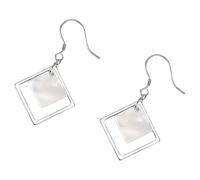 MAGICLULU Boucles D’oreilles Géométriques Pendantes Carrées en Alliage Blanc Platine, Légères et Élégantes, Grandes Boucles D’oreilles Fantaisie pour Femmes, pour Soirées et Présents