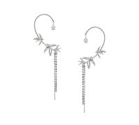 MAGICLULU Boucles D’oreilles Longues à Pompons Argentées, Clip sans Perçage, Paire 2 Pcs, Zircon Brillant, Décoration D’oreille Enveloppante pour Femme, Accessoire Mode Élégant au Quotidien