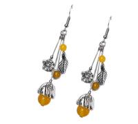 MAGICLULU Boucles D'oreilles à Pompons Ethniques en Alliage et Agate, Texture Confortable, Décoration pour Filles, Présent pour Réunions de Famille