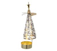 MAGICLULU Bougeoir Rotatif Arbre de Noël avec Tasse Dorée Support à Bougie Tournant pour Centre de Table Festif Décoration de Noël et Réutilisable