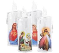 MAGICLULU Bougie De Prière Catholique De Jésus 4 Pièces sans Flamme Bougie De Dévotion sans Base Décor Religieux De Noël