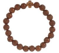 MAGICLULU Bracelet Croix en Perles Bois Imitation Rose, Léger et Facile à Porter, Bijou Catholique Unisexe pour Bars et Occasions Décontractées