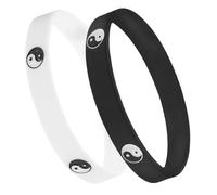 MAGICLULU Bracelet Yin Yang en Caoutchouc 6.50 CM pour Couples, Lot de 2 Bracelets Tai Chi Unisexes pour Activités Sportives et Détente