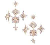 MAGICLULU Breloques en Métal pour Ongles Vintage 12 Pièces Strass Étoile Ajourée, Décoration Nail Art Ornement Manucure, Accessoires Manucure pour Usage Professionnel et Domestique