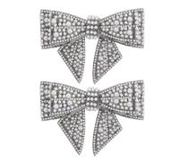 MAGICLULU Breloques pour Chaussures à Nœud en Cristaux et Fausses Perles, Lot de 2 Clips Décoratifs Noirs, Accessoires pour Chaussures de Mariage et Talons Hauts, Décoration Élégante pour