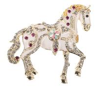 MAGICLULU Broche Cheval, Bijou Année du Cheval, Style Palace Vintage, Émail et Cristaux, Blanc, Légère, pour Fêtes du Printemps et Réunions Sociales, Nouvel An Chinois 2026