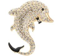 MAGICLULU Broche Dauphin Élégante en Alliage Or avec Cristaux, Résistante la Décoloration, Épingle Robuste pour Manteaux et Costumes, Bijoux pour Femmes