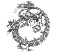 MAGICLULU Broche Dragon Chinois Vintage en Alliage Couleur Argenté Antique, Épinglette Robuste pour Vêtements Hommes, Accessoire Ornemental pour Costume, Chapeau, Écharpe, Présent Masculin