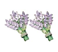 MAGICLULU Broche Lavande Vintage en Alliage de Zinc 2pcs, Bouquet Floral Élégant et Distinctif, Épingle à Vêtements Facile à Porter pour Accessoires Chics