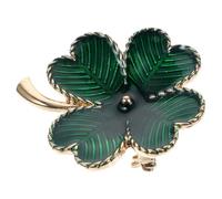 MAGICLULU Broche Rétro Trèfle à Quatre Feuilles en Alliage Vert, Épingle Décorative Clip pour Accessoires Saint-patrick, pour Mariages et Célébrations