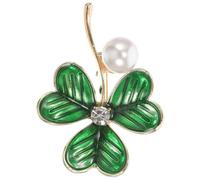 MAGICLULU Broche Trèfle à Trois Feuilles Verte Perles, Broche Résistante et Créative pour Femme, Épingle à Poitrine Chic, Accessoire de Mode Léger, pour Foulards, Paquet et Vêtements,
