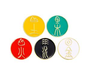 MAGICLULU Broches Chinoises des Cinq Éléments Épingles Décoratives Élégantes en Alliage Lot de 5 Accessoires Polyvalents pour Paquet à Dos pour Hommes et Femmes