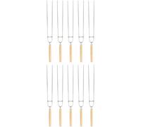 MAGICLULU Brochettes à Rôtir en Acier Inoxydable Amagnétique, Forme U Manche en Bois, Lot de 10 Bâtonnets pour Barbecue, Outils de Cuisson Résistants la Chaleur, pour Grillades