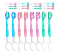 MAGICLULU Brosse à Dents de Voyage Portable 24pcs en Plastique avec Poils Doux et Perles, Kit Jetable Camping Bureau, Hygiène Bucco-dentaire Pratique