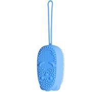 MAGICLULU Brosse Éponge pour Bain en Silicone Bleue Serviette à Frotter Mousseuse Accessoire de Bain Multifonction pour Homme et Femme Fourniture de Soin Corporel Maison