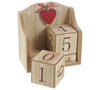 MAGICLULU Calendrier Perpétuel Blocs en Bois pour Bureau et Maison Tableau Décoratif Gestion Date et Organisation Quotidienne