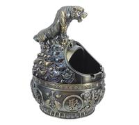 MAGICLULU Cendrier Vintage en Métal avec Couvercle Coupe-Vent, pour Cigare, pour Jardins et Balcons, Design Rétro et Placement Sécurisé
