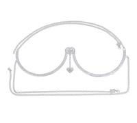 MAGICLULU Chaîne Corps Femme Brillante Argenté avec Pendentif Double Cœur Bijou Corps Élégant et Soutien Mastectomie et Réducteur Poitrine pour Soirées et Festivals