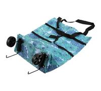 MAGICLULU Chariot de Courses Pliable en Polyester Bleu, 4 Roues, Poignée Ergonomique, Jusqu'à 15kg, Panier D'achat Portable pour Courses et Centres Commerciaux