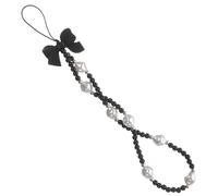 MAGICLULU Charm de Téléphone Nœud Perlé Noir Lanière de Poignet Délicate Chaîne Pendentif pour Portable et Accessoires Cadeau Pratique pour Femme
