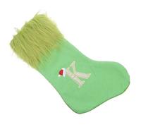 MAGICLULU Chaussette de Noël Tricotée Verte Spacieuse Confortable et Douce avec Lettre K Brodée Décoration Festive Familiale pour Fêtes de Fin Année