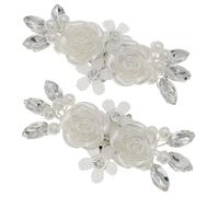 MAGICLULU Clips Décoratifs Réutilisables Fleur en Perles Blanches et Strass Accessoires de Mariage Élégants Pince à Chaussure pour Femme Mariée pour Talons Hauts pour Soirées