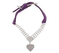 MAGICLULU Collier Bijoux pour Animaux de Compagnie à Cristaux, Pendentif Cœur, Polyester et Alliage, Pourpre, 2,75 de Large, 20,5-26,5cm, pour Chien et Chat, Chiot et Chaton, Fêtes et Usage