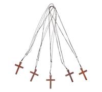 MAGICLULU Collier Croix en Bois Naturel 5 Pièces Unisexe Pendentif Religieux Sculpté la Main, Bijou Spirituel pour Prière et Foi, pour Groupes Religieux et Présents Chrétiens