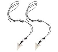 MAGICLULU Collier de Dents de Requin en Résine Blanc, Lot de 2 Pièces, Design Réaliste, Porté Quotidien Rendez-vous, Solide et Pratique pour Femme