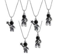 MAGICLULU Collier Léger et Résistant Pendentif Astronautes en Acier Inoxydable Noir Lot de 6 Set de Set de Pièces pour Couple pour Petits Présents Fête des Mères
