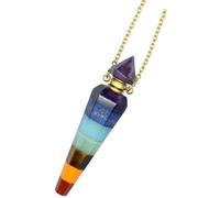 MAGICLULU Collier Pendentif Aromathérapie en Cristal Coloré Hexagonal, Flacon D’huile Essentielle Intégré, Couleur Or, Bijou Chakra 7 Couleurs, Accessoire Mode Féminin pour Usage Quotidien