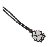 MAGICLULU Collier Pendentif en Cristal Naturel Blanc Filet Noir Tressé Collier Réglable pour Femmes Bijoux Fantaisie en Pierre Brute Accessoire Mode Élégant