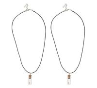 MAGICLULU Collier Pendentif en Verre Graines de Moutarde, 2 Pièces, Cordon en Cuir Pu, Bijoux Religieux Chrétiens Unisexe, Présent Spirituel pour Femmes et Hommes, Accessoire Léger