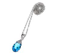 MAGICLULU Collier Pendentif Goutte D'eau en Pierre Naturelle D’aigue-marine Bleue Ciel, Ensemble Chaîne Croix Plaquée 18k sans Nickel ni Plomb, Bijou pour Femme, Présent Noël et Fêtes